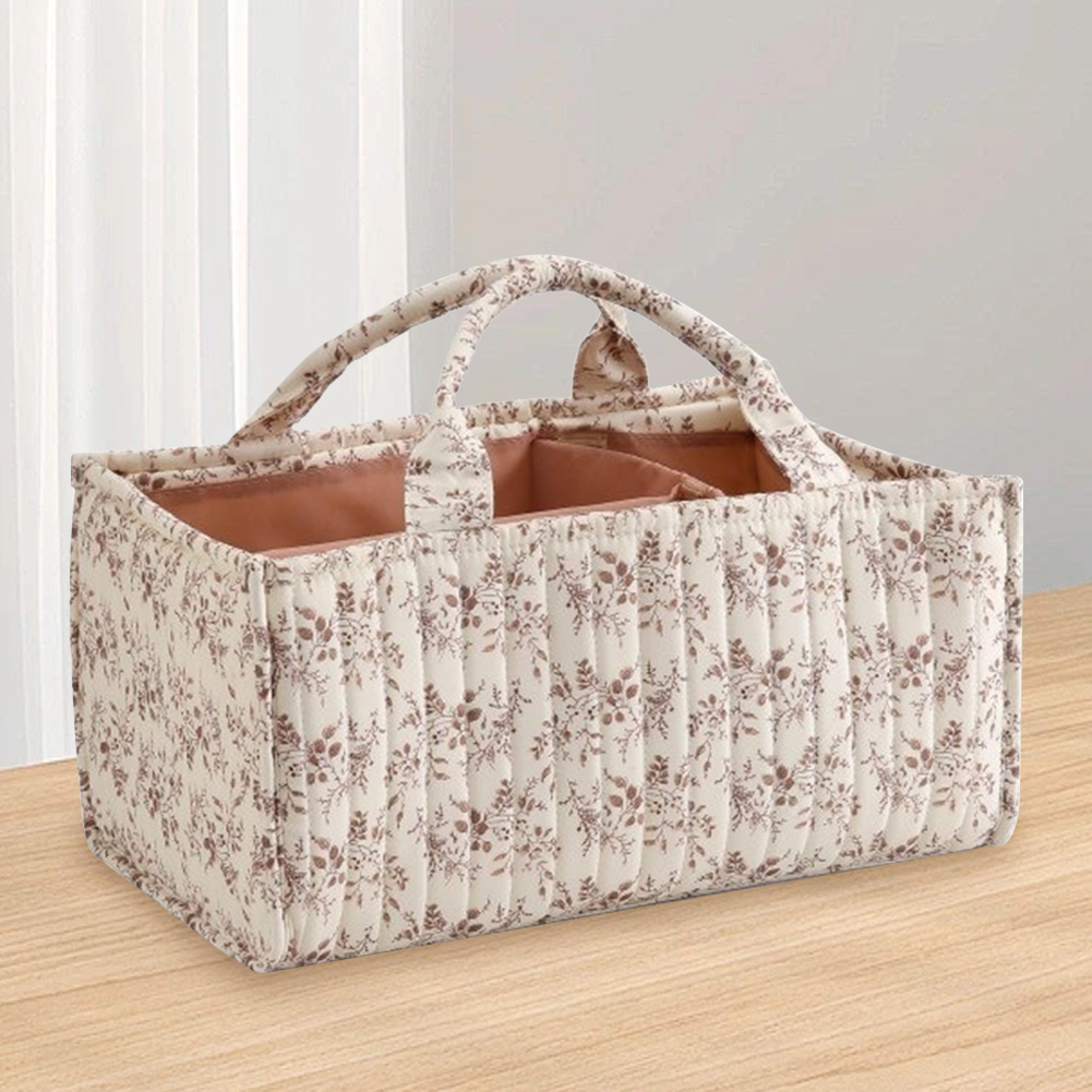 Baby Nursery Basket - 花柄の保育園用収納バスケット、取り外し可能な仕切り付き、おむつオーガナイザー、ベビーワイプ、新生児必需品