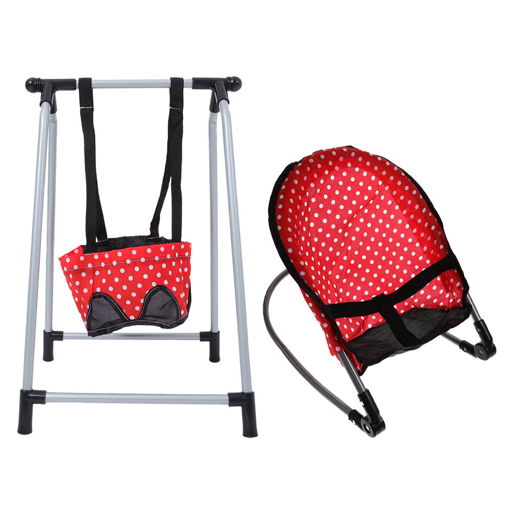 Baby Nursery Chair - ベビーロッキングチェアとスイングセット1セット、頑丈な金属フレーム、女の子向けごっこ遊び用子供部屋アクセサリー、楽しいロールプレイング用