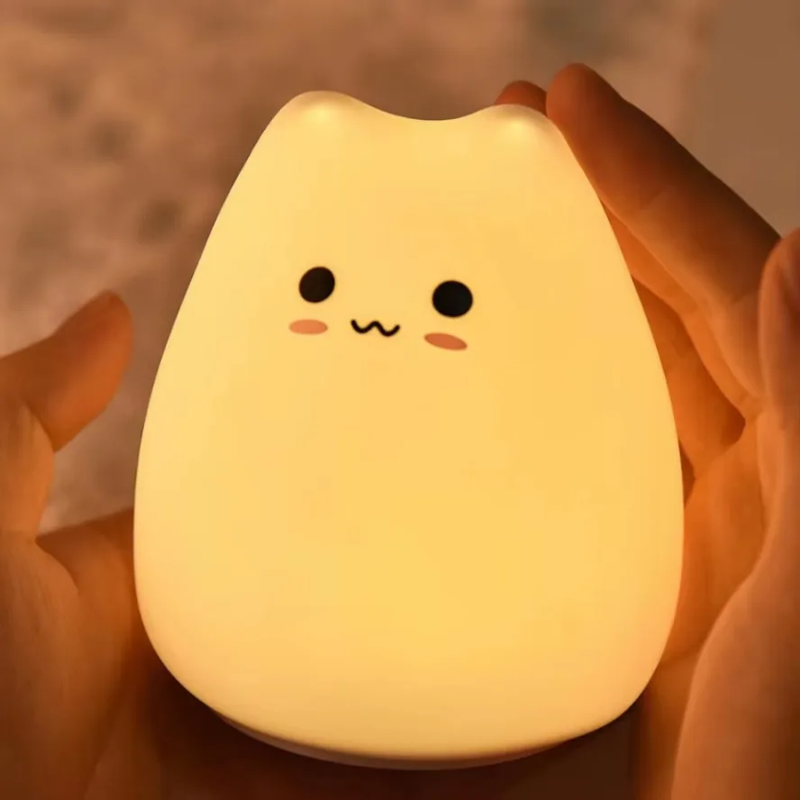 Baby Nursery Colors - LED ナイトライト 7 色ソフトかわいい猫ナイトライトキティランプ誕生日ギフトキッズベビー幼児ティーンシリコーンかわいい保育園