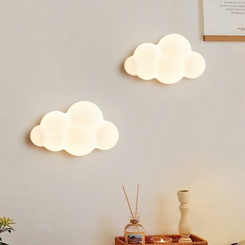 Baby Nursery Light - 白いクラウドウォールランプ,子供部屋,保育園,星の形,ベッドサイドランプ,男の子と女の子の照明,220v