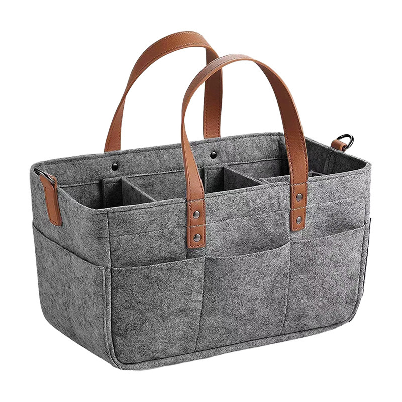 Baby Nursery Basket - 自動車用ベビーフェルト収納オーガナイザーバスケット、幼児用おむつバッグ（ハンドル付き）、おむつ替えキャディ、子供用収納キャリア