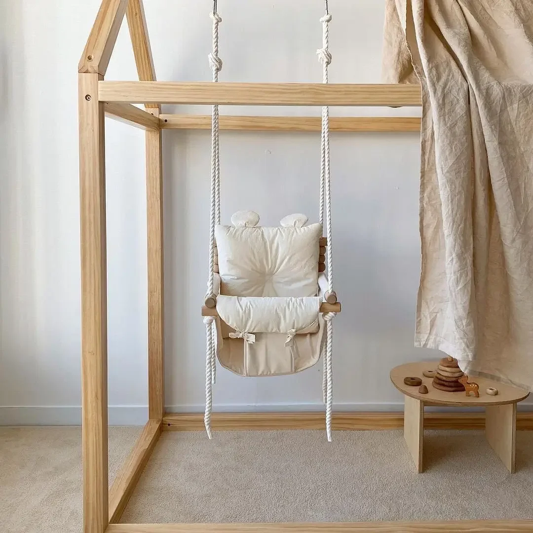 Baby Nursery Chair - ベビー室内ハンギングスイング、幼児用ハンギングチェア、小型バスケット布製ロッキングチェア、家庭用子供用スイング、保育園用快適スイング