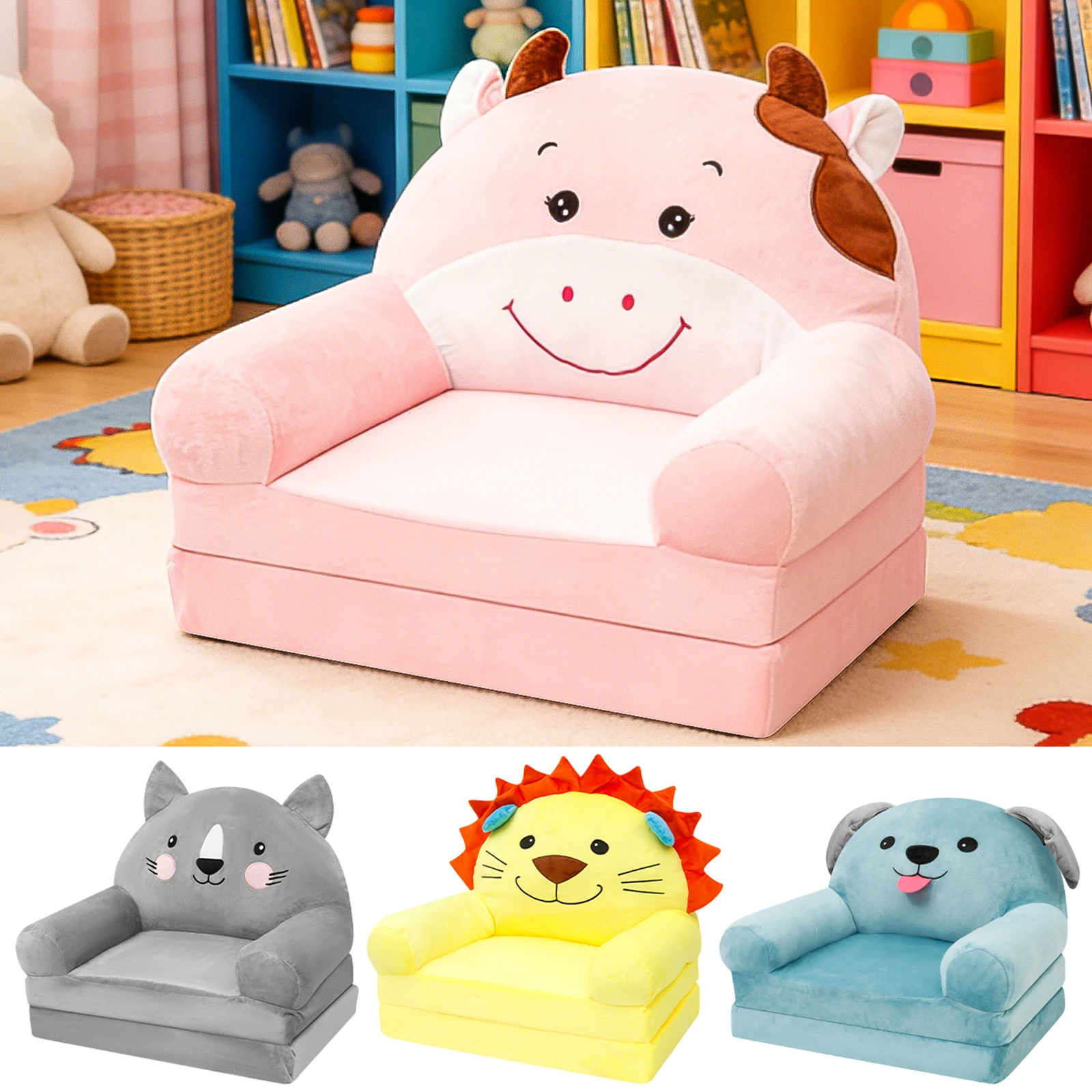 Baby Nursery Chair - 折りたたみ式子供用ソファベビーシートチェアフォーム入り幼児用スリーピングカウチ読書用アームチェア読書リラックス保育園寝室用