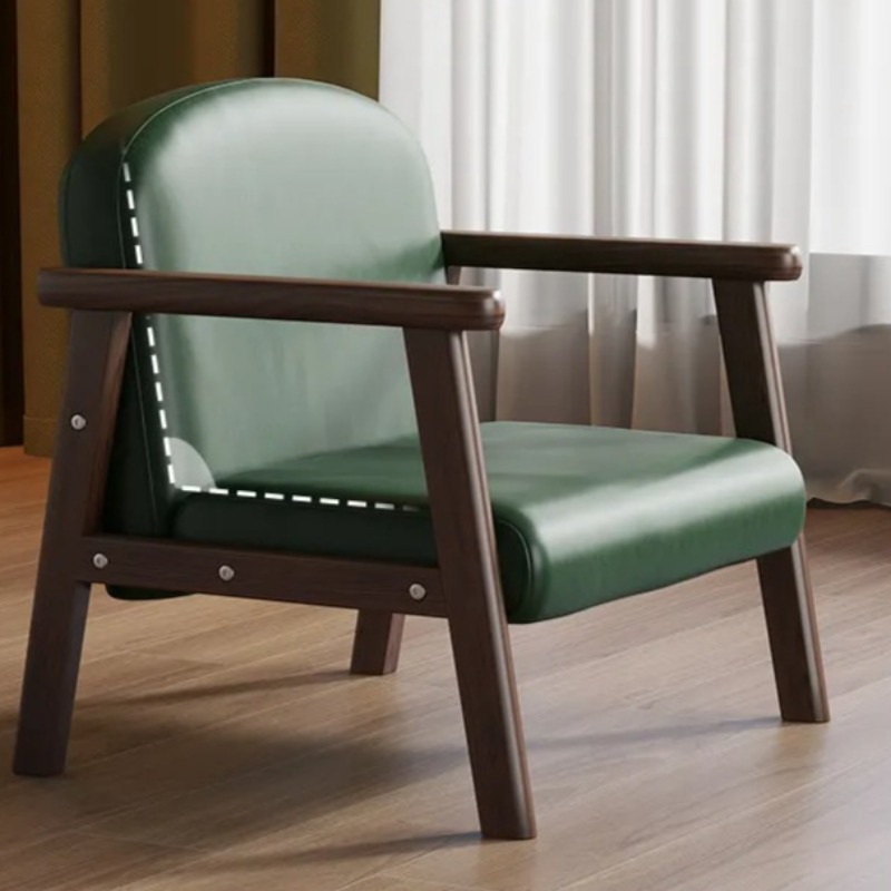 Baby Nursery Chair - ワックスレザー製キッズアームチェア幼児用、無垢材スツール丸角、保育園用子供用読書椅子、安全ベビーソファ