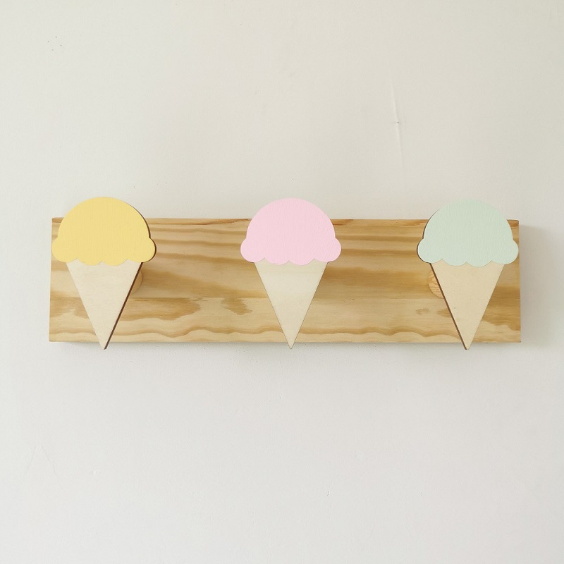 Baby Nursery Hooks - 女の子のための装飾的なフック,壁のコートラック,アイスクリームウサギの形をした,赤ちゃんの部屋の装飾