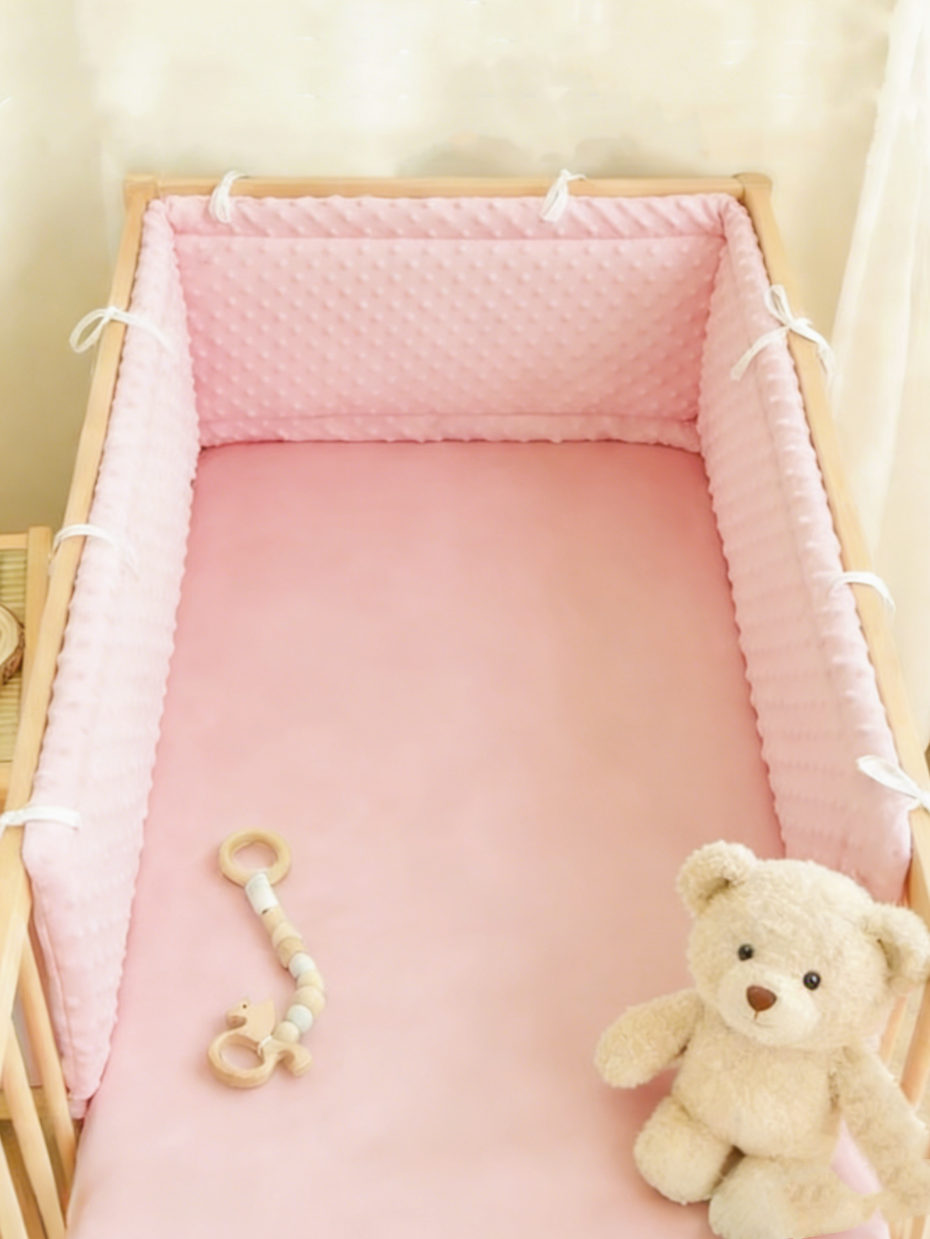 Baby Nursery Glider - ベビーベッド用厚手バンパー、ベビーベッド周り保護パッド、ベビー部屋の装飾用、無地ベビーベッドフェンス、コットンベッドプロテクター