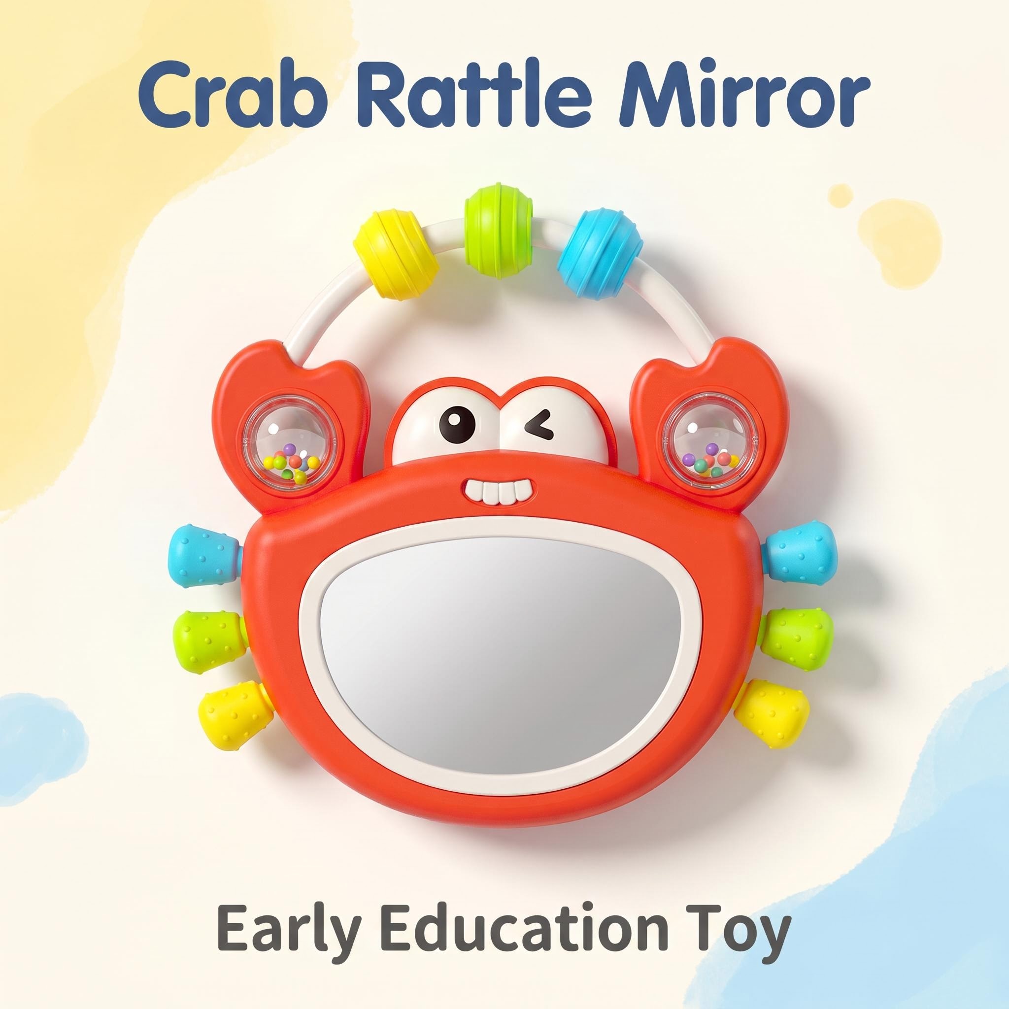 Baby Nursery Song - ベビーミュージカルライトアップミラーガラガラおもちゃ、サウンドエフェクト、音楽リズムゲーム、童謡、マルチモード音量調節、教育機能付き
