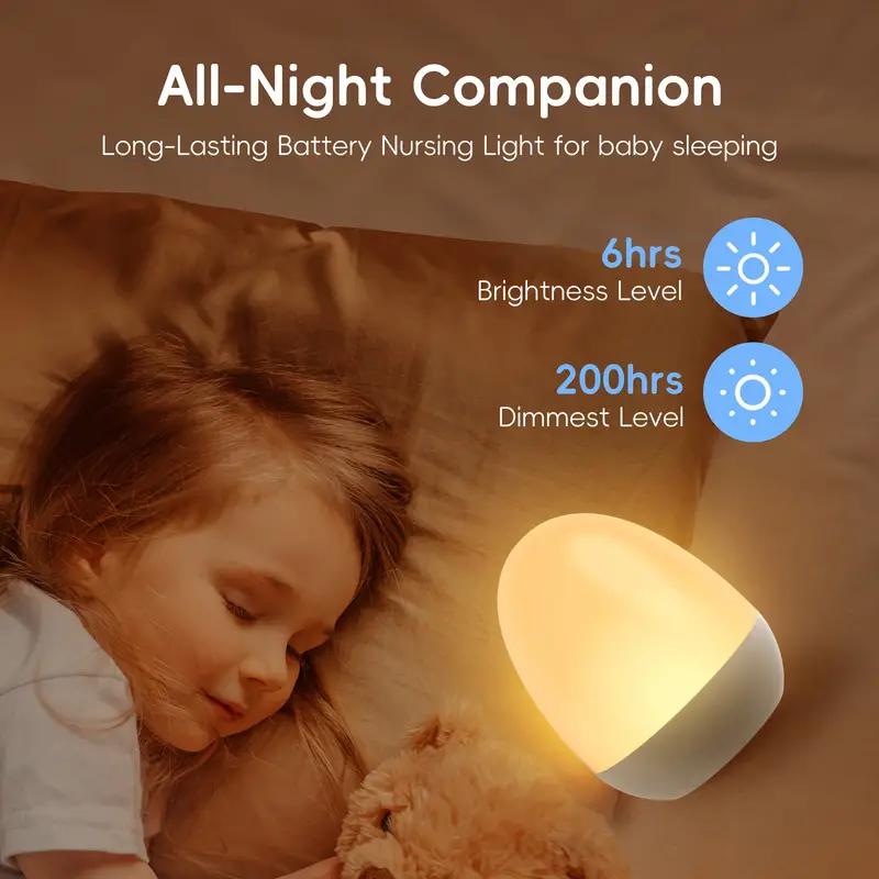Baby Nursery Light - 充電式のポータブルエッグナイトライト,ベビーケア用のタッチランプ,幼児用の給餌タイマー付きランプ,部屋の温度,子供用