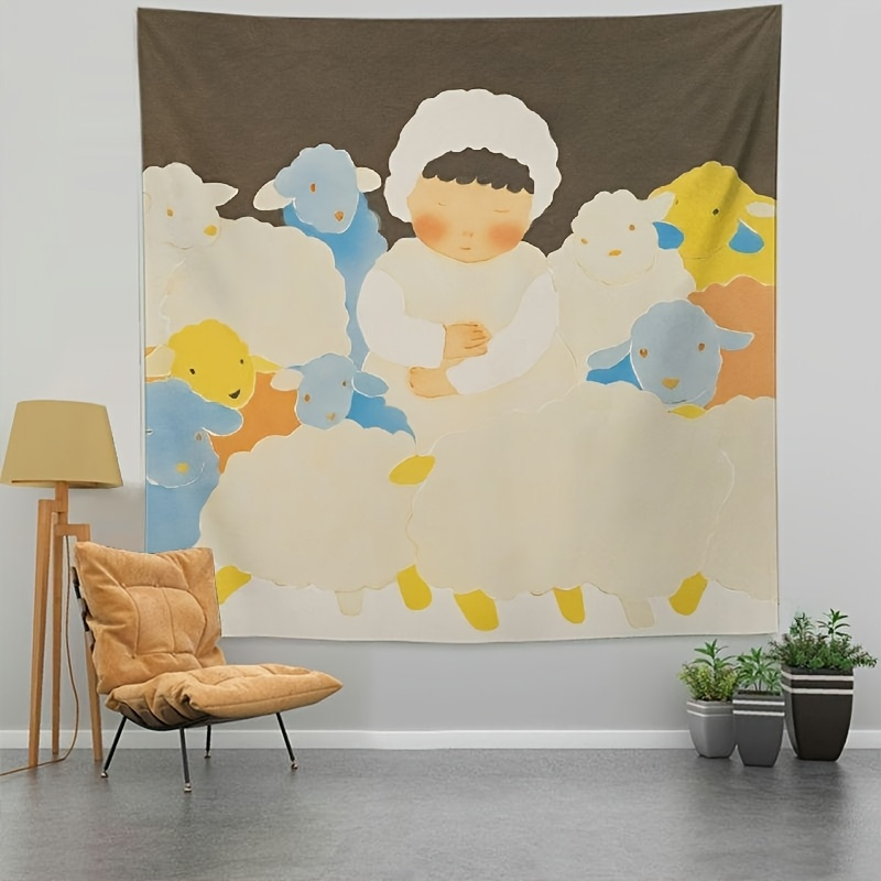 Baby Nursery Colors - 魅力的な保育園シーンのタペストリー - 柔らかいパステルカラーの壁掛け、ベビールーム、子供部屋の装飾 - 愛らしいホームデコレーション