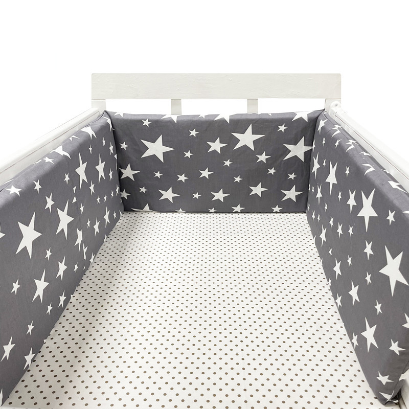 Baby Nursery Glider - 200x30CM 北欧風星柄ベビーベッド 厚手バンパー ジッパーデザイン 一体型ベビーベッド周りクッション ベビーベッドプロテクター
