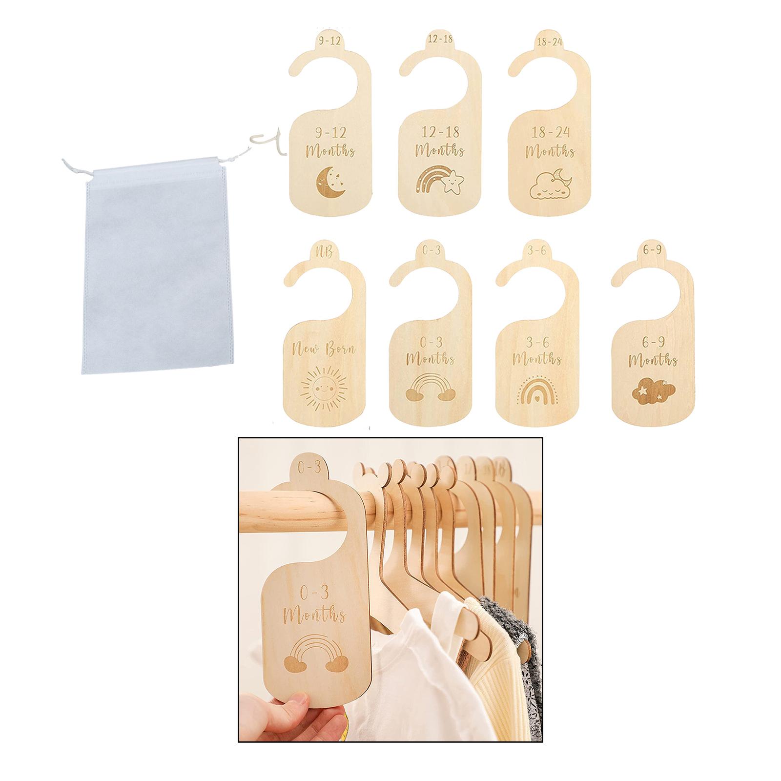 Baby Nursery Age - ベビー服サイズハンガーオーガナイザー、年齢仕切り、新生児ワードローブ、クローゼット、毎日の使用、保育園の装飾、7個
