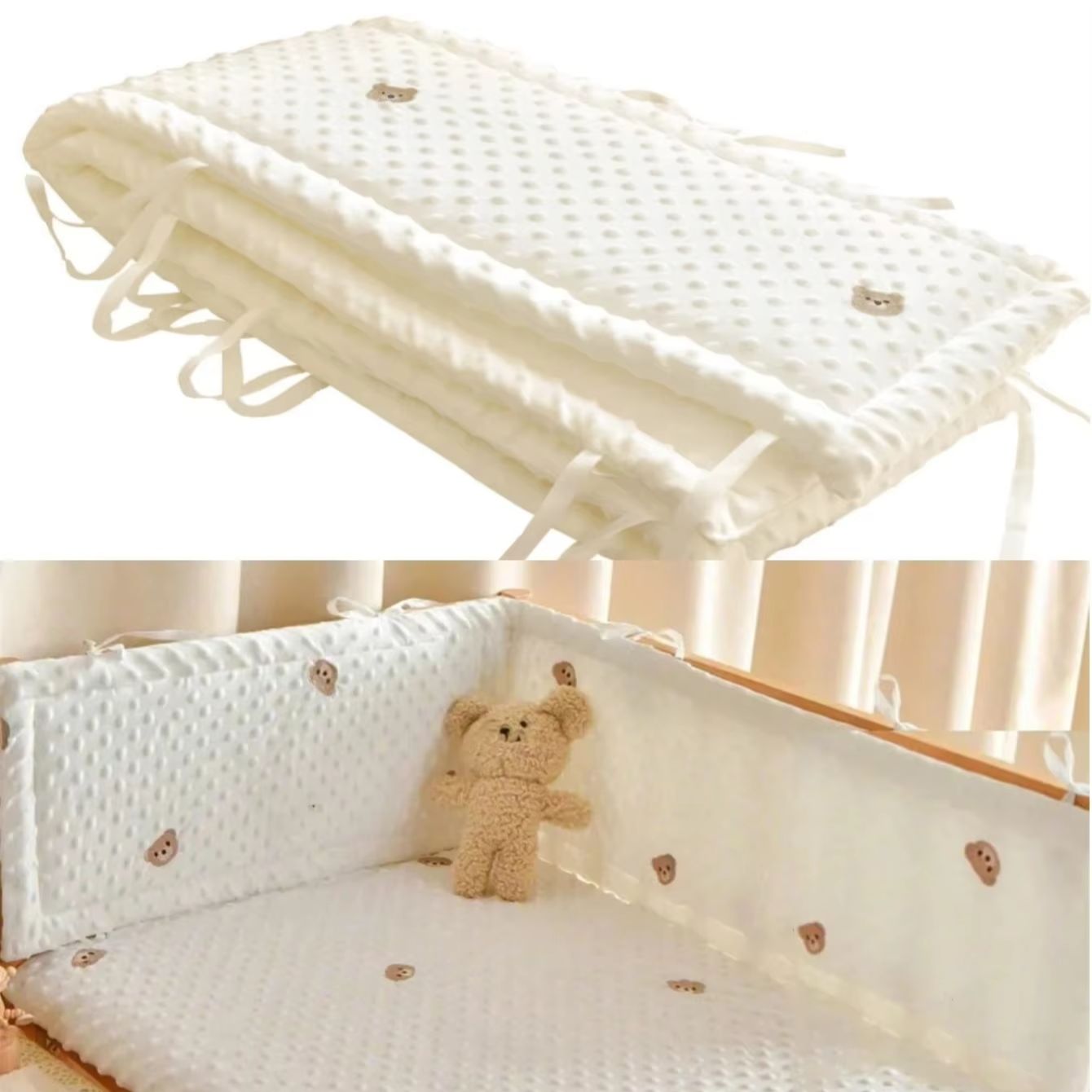 Baby Nursery Glider - ソリッドカラーベビーベッドフェンス綿製ベッド保護柵厚みのあるバンパーベビーベッド周りプロテクターベビールーム装飾用