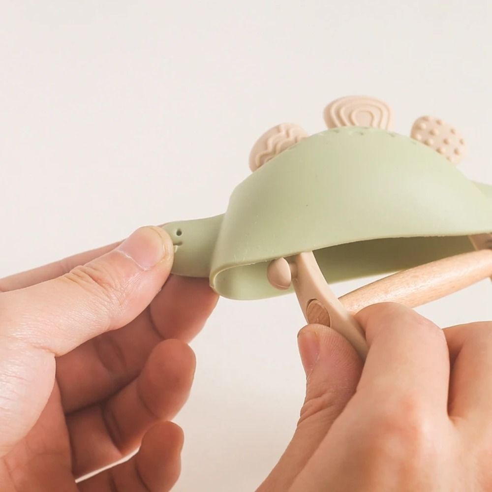 Baby Nursery Colors - 食品グレードシリコン製恐竜歯固め、取り外し可能なテクスチャ表面、歯が生える時期の赤ちゃんに最適なパステルカラー、握りやすい、乳幼児用、保育園用