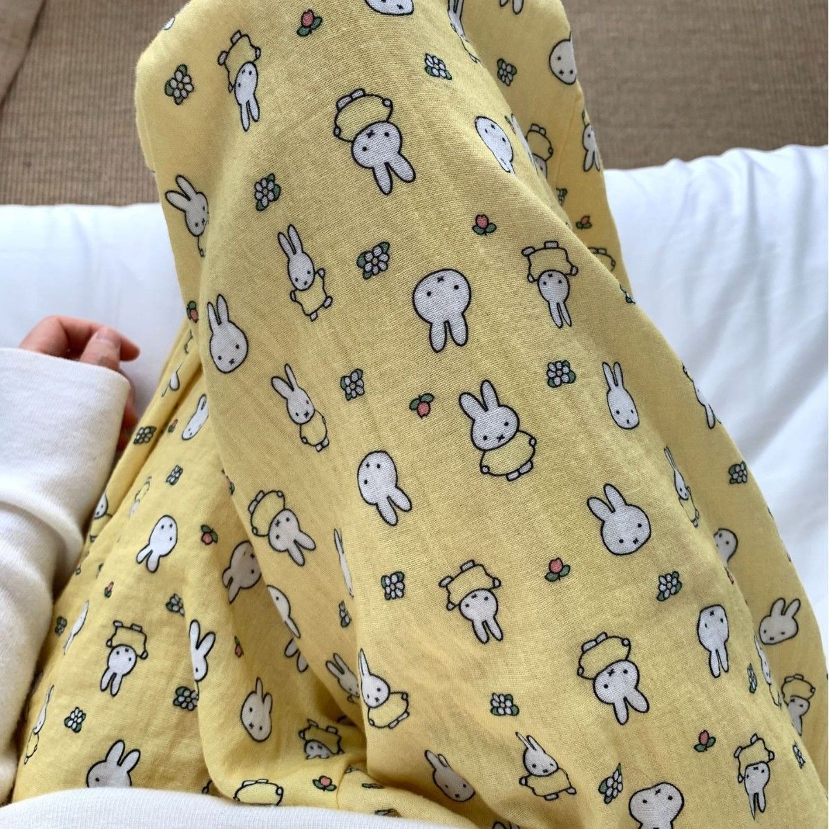 Baby Nursery Yellow - イエローボトムミッフィー 100% コットン二重層糸ルーズで快適なパジャマパンツポケット付きホームパンツ屋外でも着用可能