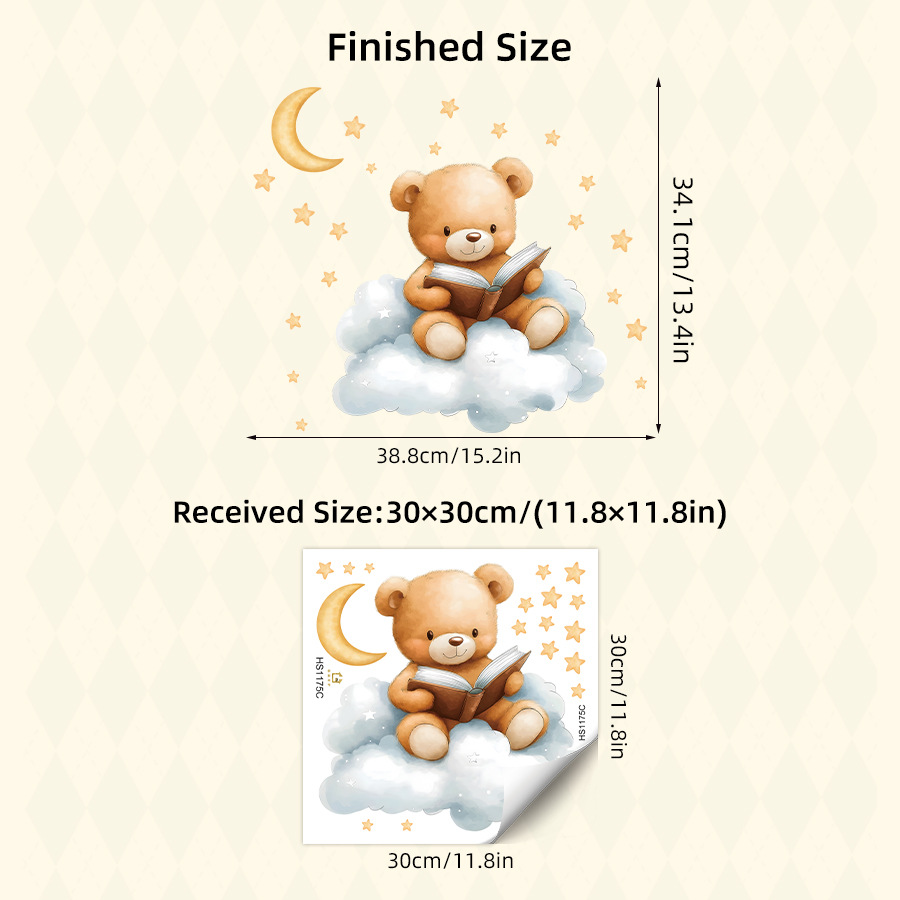 かわいいクマムーンスターウォールステッカー子供部屋用女の子男 - Baby Nursery Wallpaper Girl のレビューと価格
