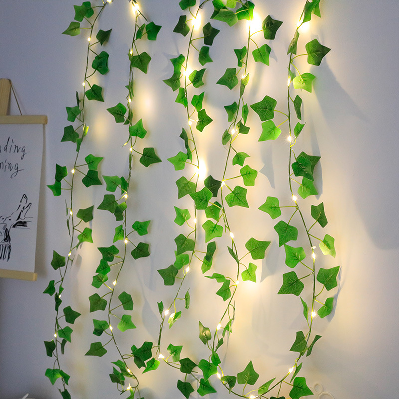 2 メートルグリーンリーフストリングライト人工アイビーバイン - Baby Nursery Light のレビューと価格