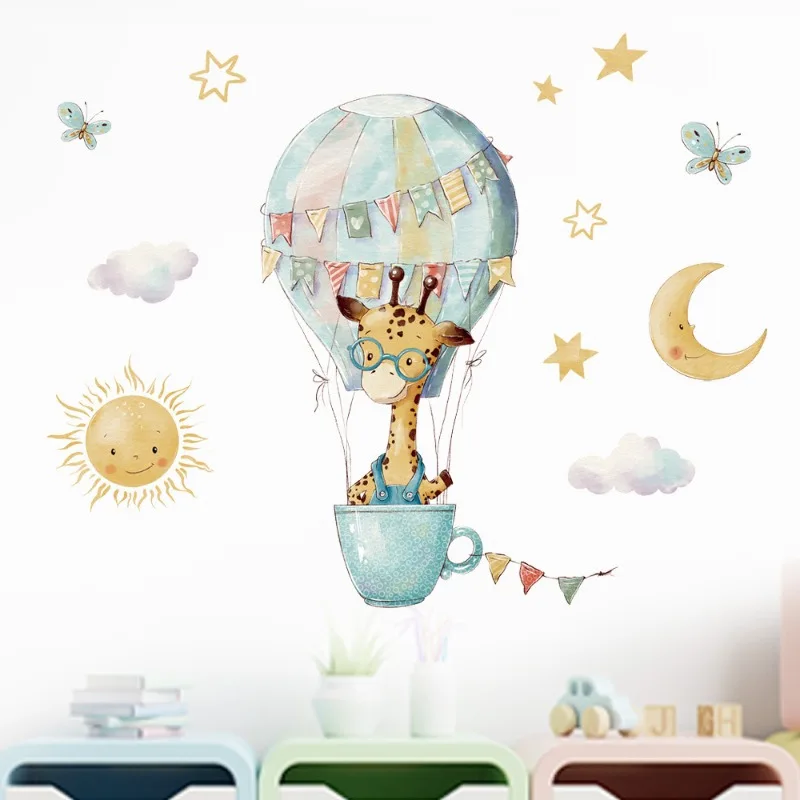 漫画キリンウォールステッカー子供のためのキッズルーム女の子ベ - Baby Nursery Wallpaper Girl のレビューと価格