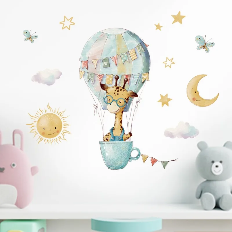漫画キリンウォールステッカー子供のためのキッズルーム女の子ベ - Baby Nursery Wallpaper Girl のレビューと価格