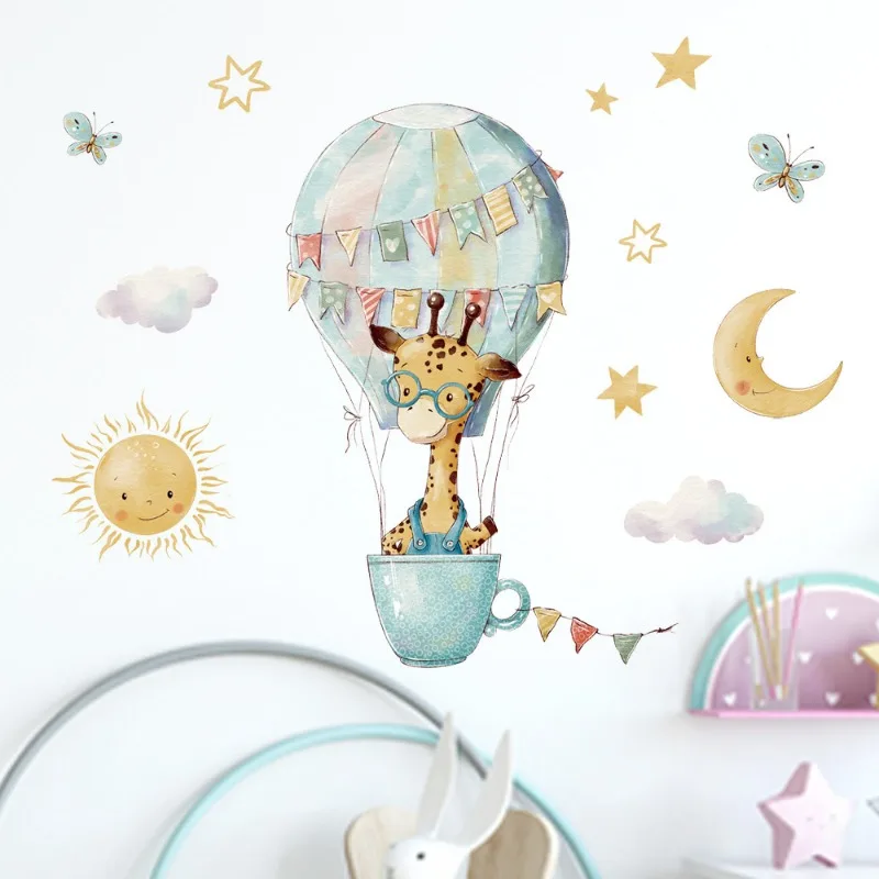 漫画キリンウォールステッカー子供のためのキッズルーム女の子ベ - Baby Nursery Wallpaper Girl のレビューと価格