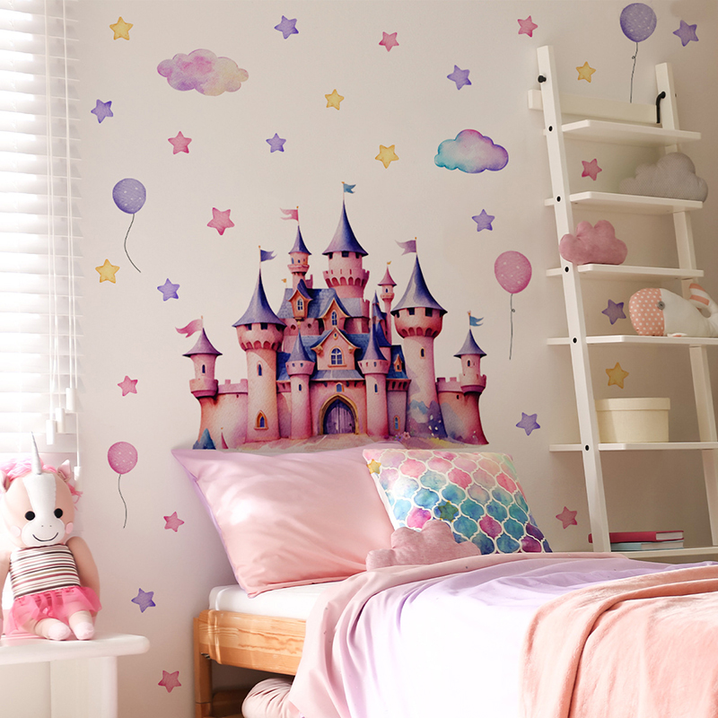 漫画城マジックキングダムウォールステッカーガールズルームベビ - Baby Nursery Wallpaper Girl のレビューと価格