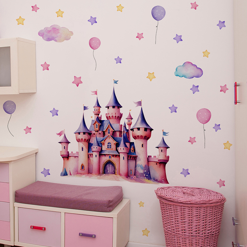 漫画城マジックキングダムウォールステッカーガールズルームベビ - Baby Nursery Wallpaper Girl のレビューと価格