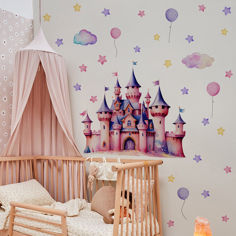 漫画城マジックキングダムウォールステッカーガールズルームベビ - Baby Nursery Wallpaper Girl のレビューと価格