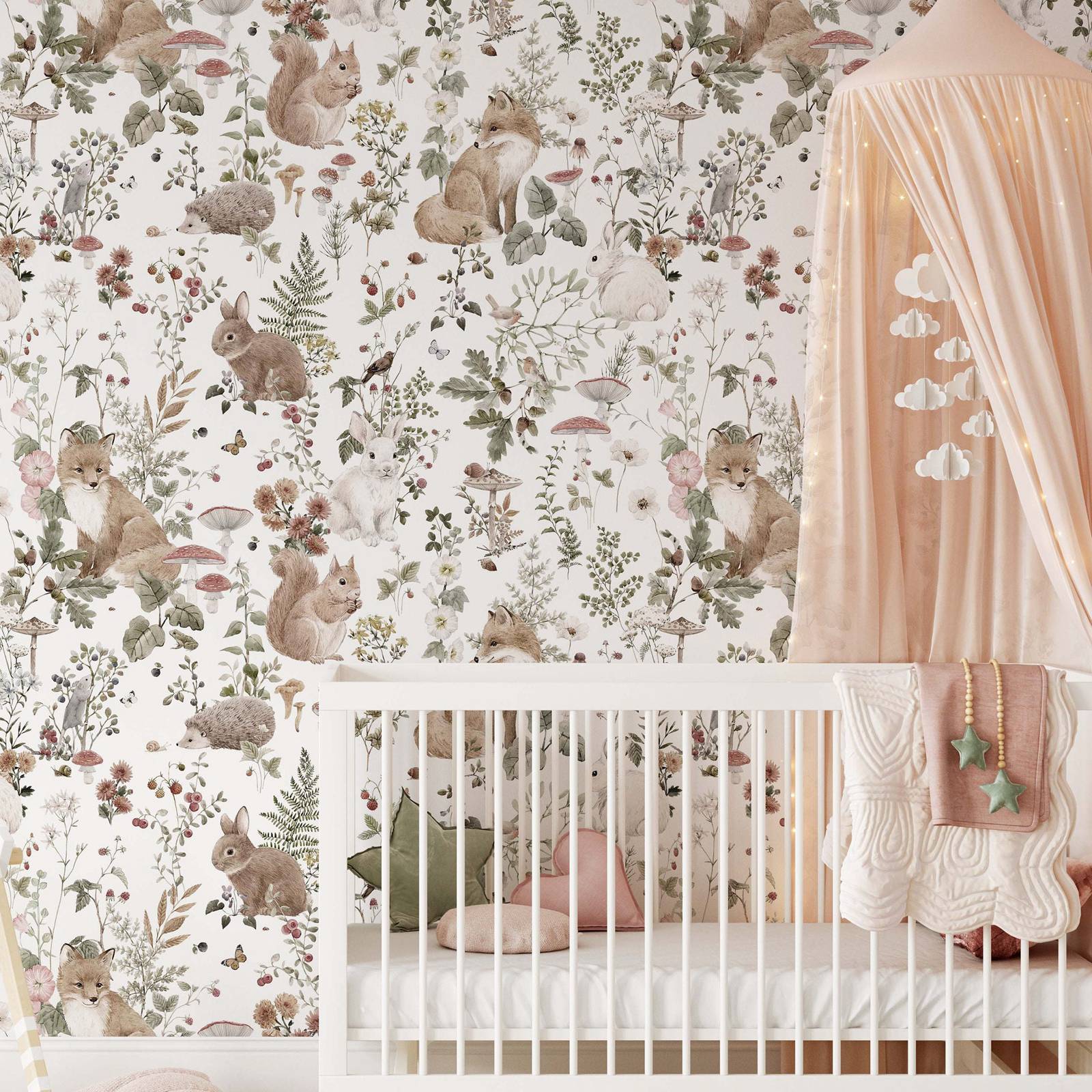 赤ちゃんのための森の壁紙,ヴィンテージ,大きなサイズ,動物, - Baby Nursery Mural Wallpaper のレビューと価格