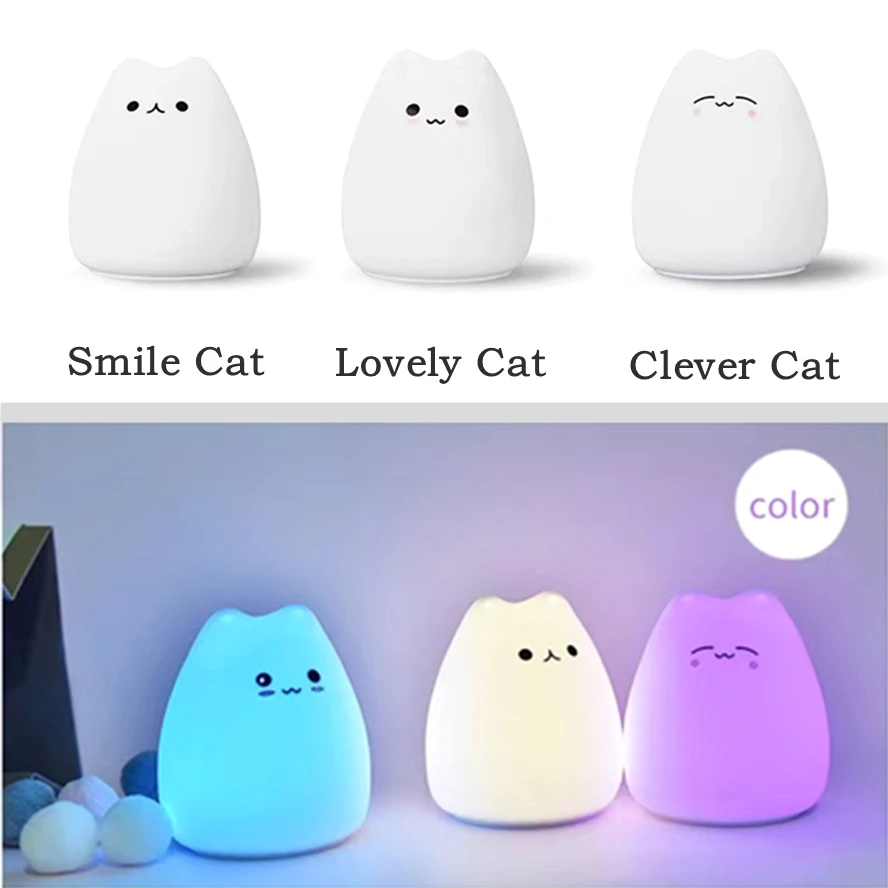 LED ナイトライト 7 色ソフトかわいい猫ナイトライトキテ - Baby Nursery Colors のレビューと価格