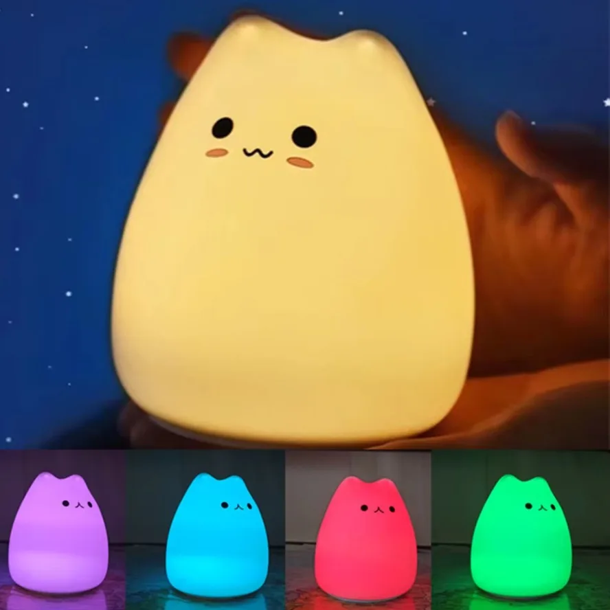 LED ナイトライト 7 色ソフトかわいい猫ナイトライトキテ - Baby Nursery Colors のレビューと価格