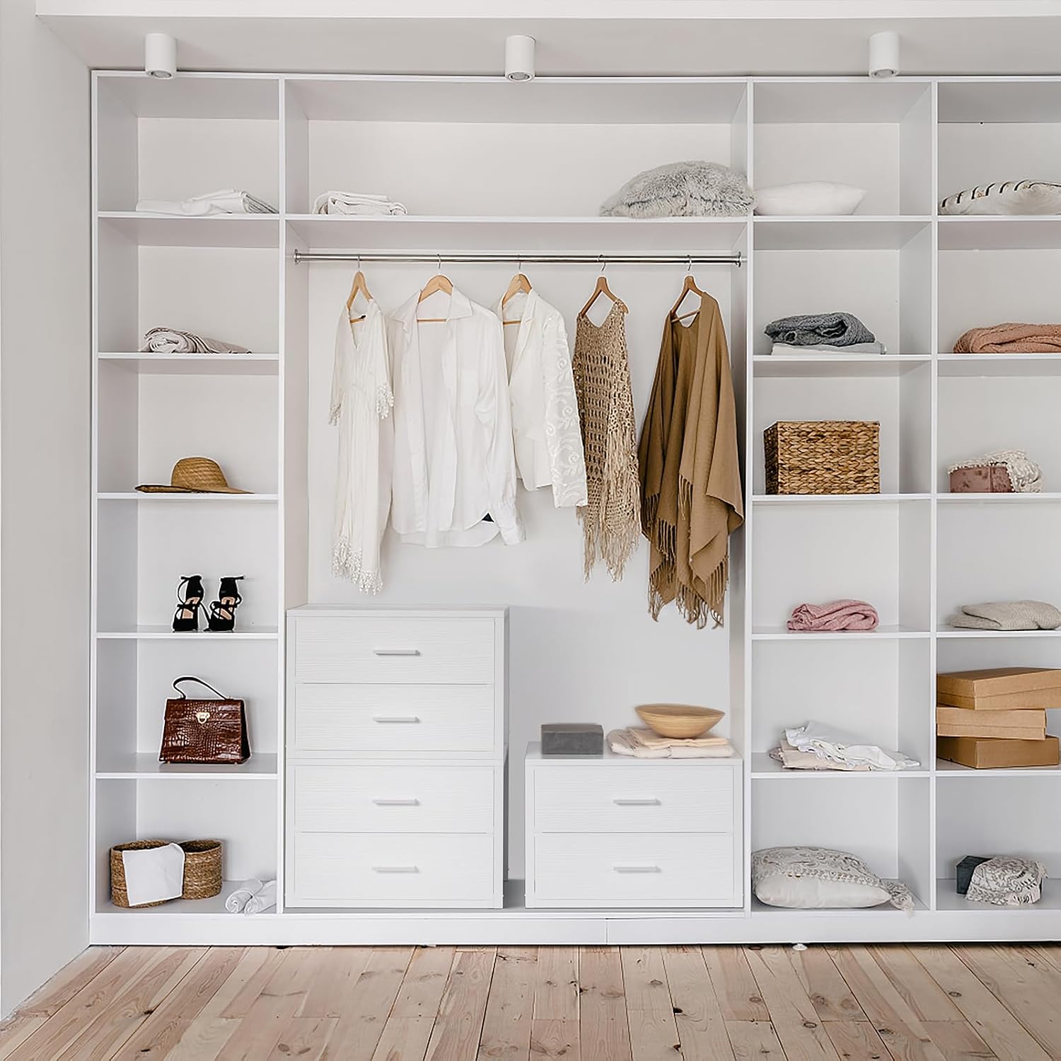 2段引き出し付きモダンファブリック製スタッカブル収納チェスト - Drawer Dresser White のレビューと価格
