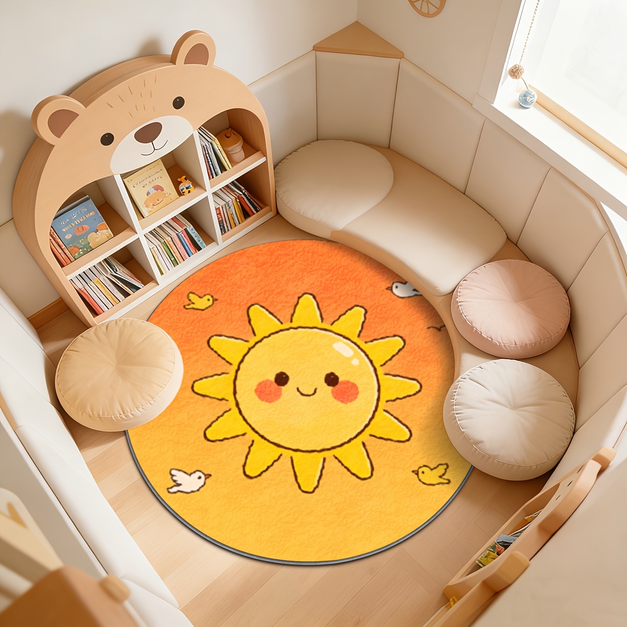 子供用丸型サンラグ イエロー プレイマット 保育園装飾 可愛 - Baby Nursery Yellow のレビューと価格