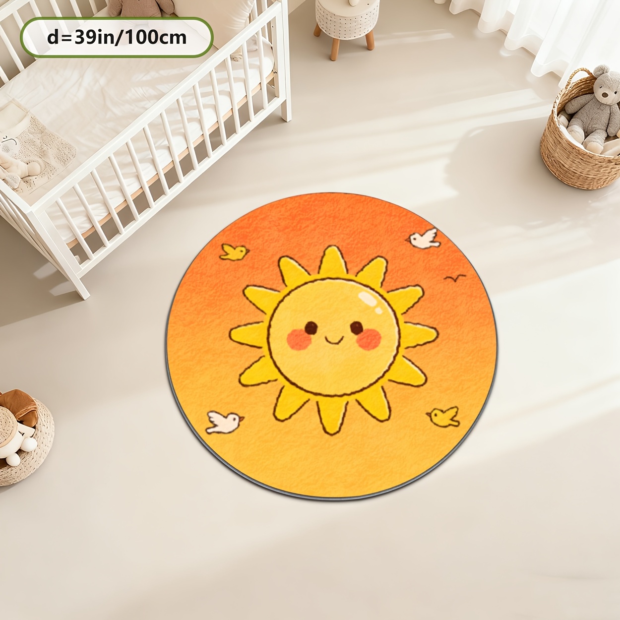 子供用丸型サンラグ イエロー プレイマット 保育園装飾 可愛 - Baby Nursery Yellow のレビューと価格