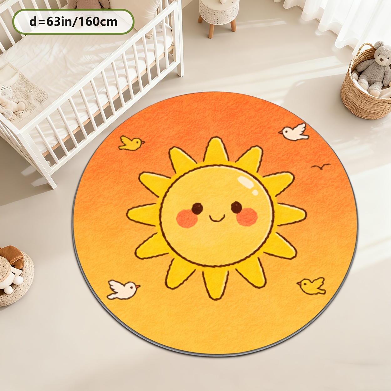 子供用丸型サンラグ イエロー プレイマット 保育園装飾 可愛 - Baby Nursery Yellow のレビューと価格