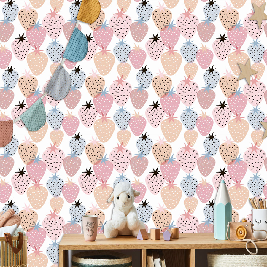 12+ かわいい保育園用イチゴ柄壁紙 リビングルームの壁用  - Baby Nursery Mural Wallpaper のレビューと価格