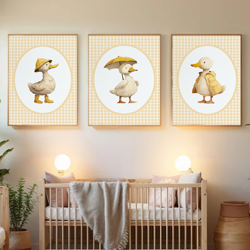 愚かな保育園の小さなアヒル黄色のギンガムチェック柄ファームベ - Baby Nursery Yellow のレビューと価格