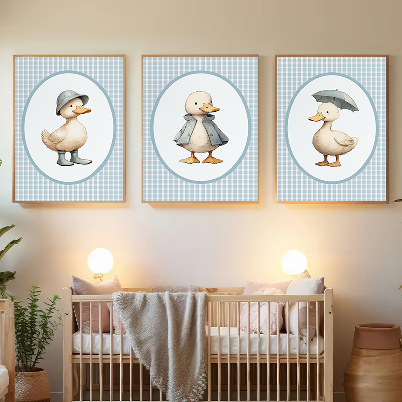 愚かな保育園の小さなアヒル黄色のギンガムチェック柄ファームベ - Baby Nursery Yellow のレビューと価格
