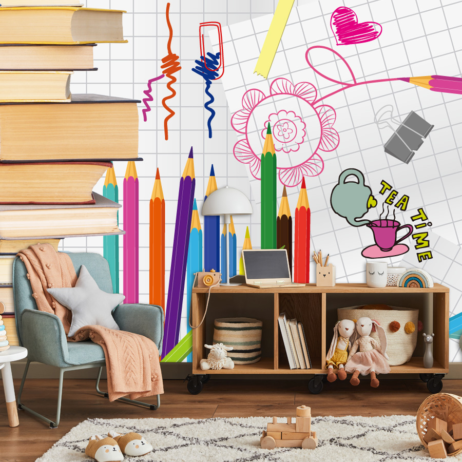 リビングルーム、本、絵画の壁、家の装飾、子供部屋、ベビーベッ - Baby Nursery Mural Wallpaper のレビューと価格