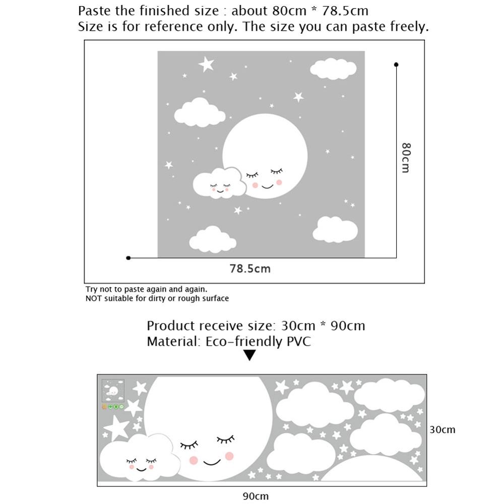 白漫画笑顔雲星ウォールステッカーキッズベビールーム装飾壁画寝 - Baby Nursery Mural Wallpaper のレビューと価格