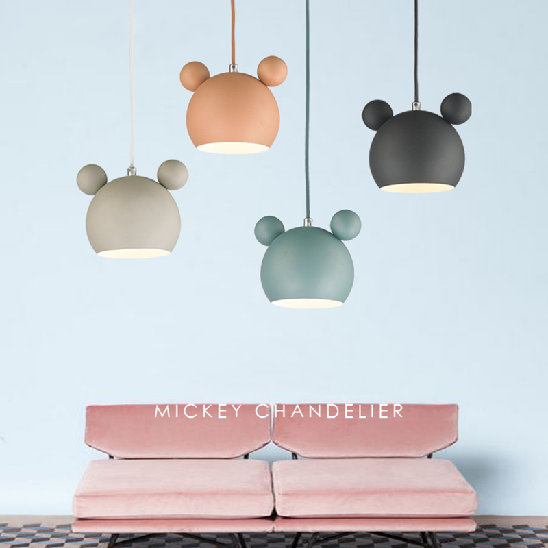 現代ミッキーペンダントライトカラフルな鉄 Hanglamp  - Baby Nursery Light のレビューと価格