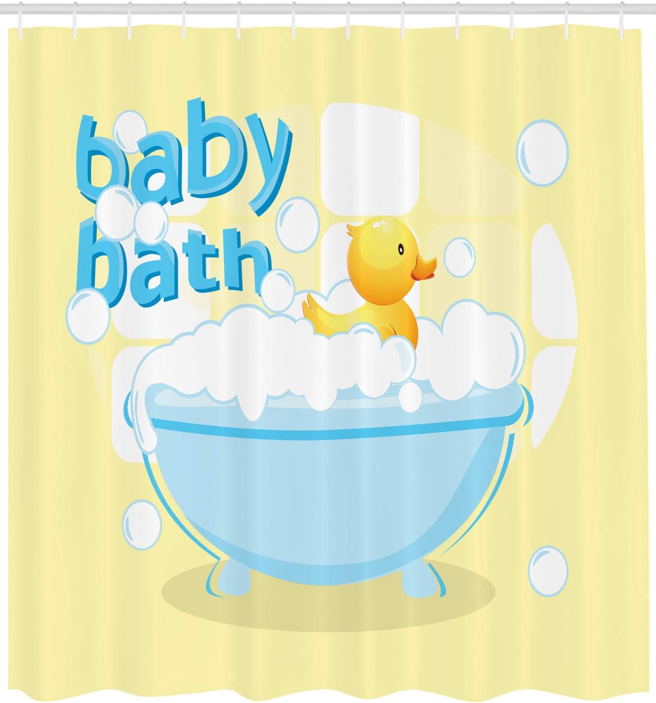 黄色のベビーバスシャワーカーテン楽しいデザイン防水バスルーム - Baby Nursery Yellow のレビューと価格