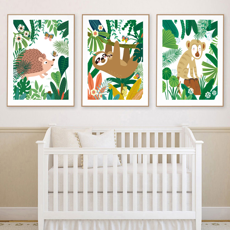 ジャングルサファリ保育園ウォールアートキャンバスプリントカラ - Baby Nursery Colors のレビューと価格