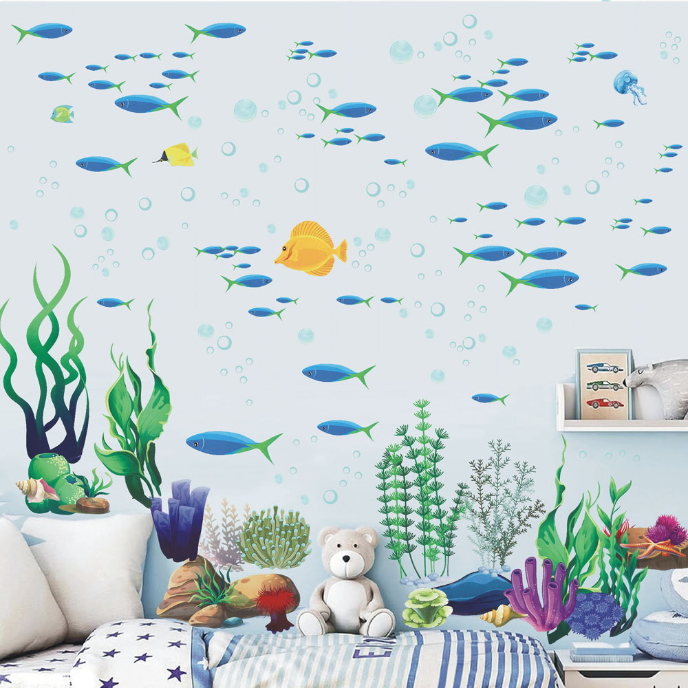 海中魚海藻ウォールステッカー サンゴ礁海洋動物ウォールデカー - Baby Nursery Under The Sea のレビューと価格