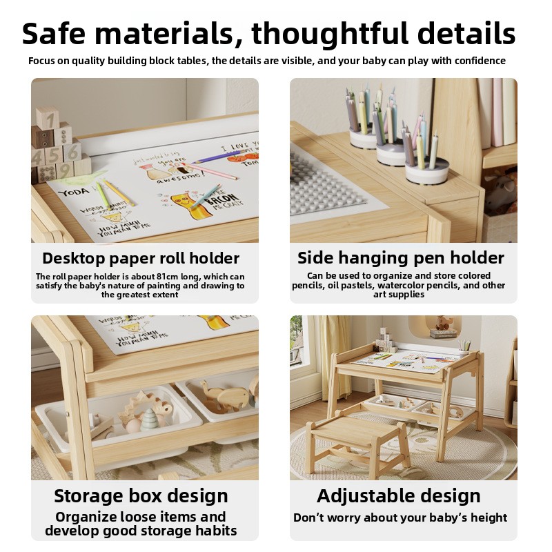 無垢材のテーブルと椅子、長方形の昇降式で調節可能なベビーホー - Baby Nursery Chair のレビューと価格