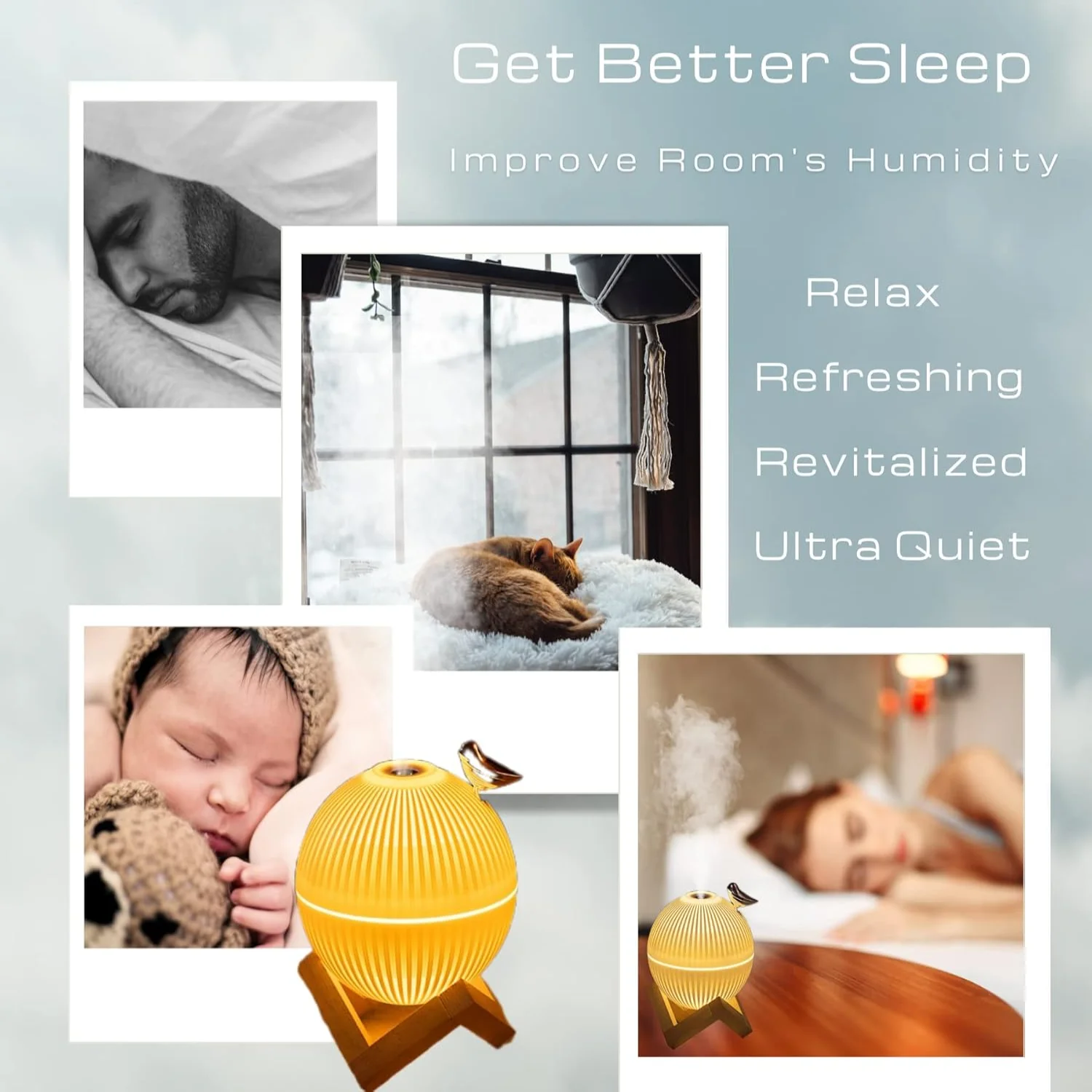 クールミストミニ加湿器。 寝室、デスク、植物、ベビー保育園用 - Baby Nursery Yellow のレビューと価格
