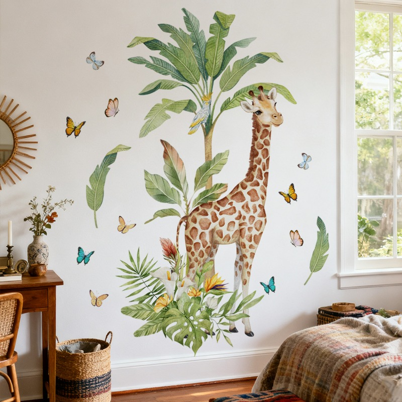 大型森林動物キリンウォールステッカー赤ちゃんの寝室の装飾保育 - Baby Nursery Mural Wallpaper のレビューと価格