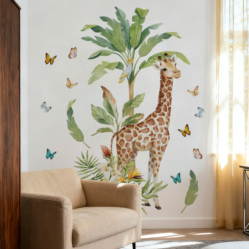 大型森林動物キリンウォールステッカー赤ちゃんの寝室の装飾保育 - Baby Nursery Mural Wallpaper のレビューと価格