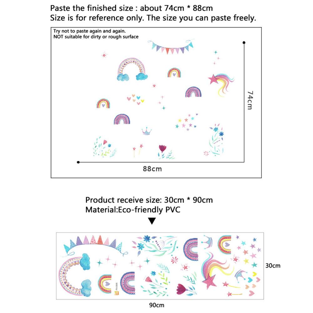 漫画の虹色の星のウォールステッカー、ベビールームの装飾壁画、 - Baby Nursery Mural Wallpaper のレビューと価格
