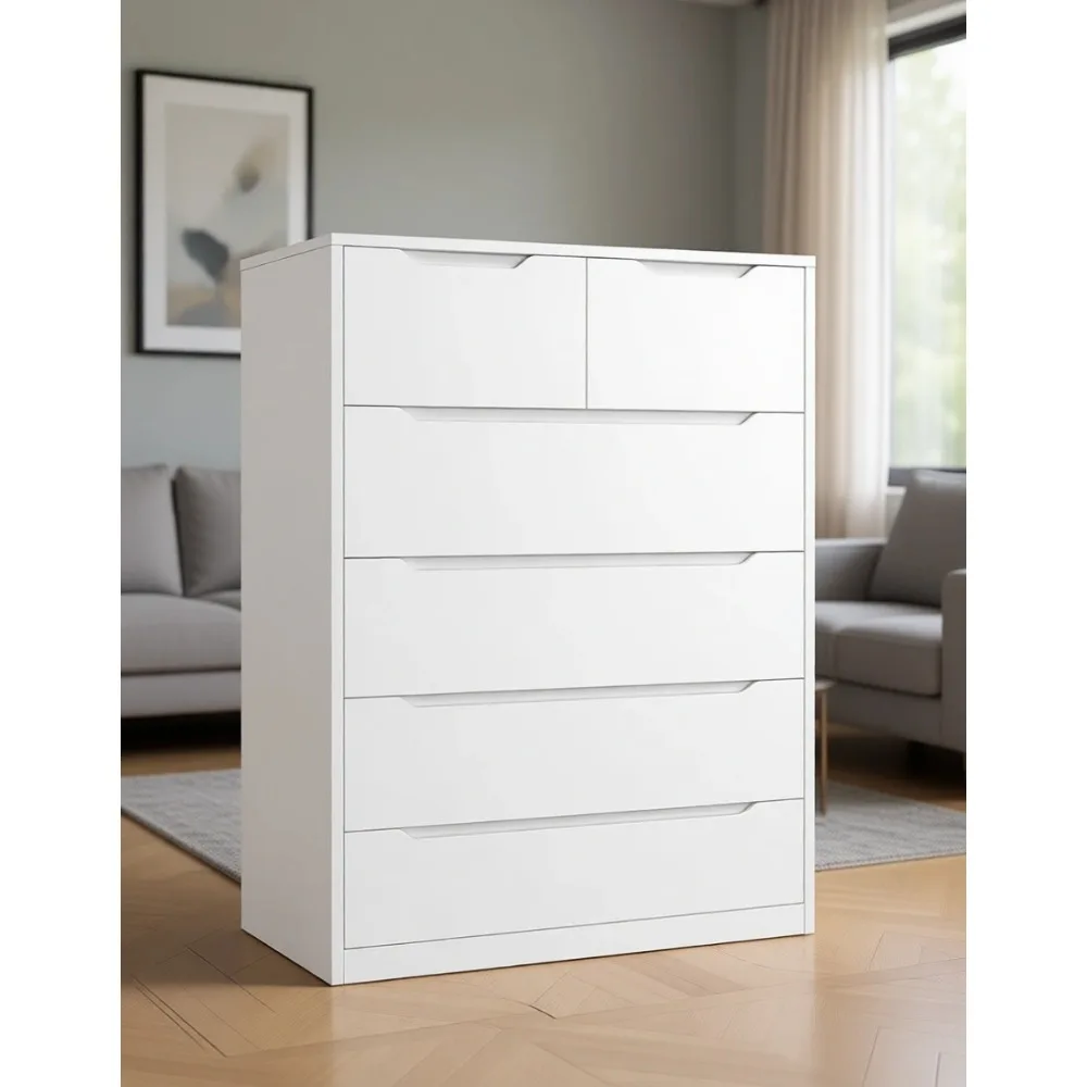 寝室、玄関、廊下用の6つの木製引き出し付きの白いドレッサー、 - Drawer Dresser White のレビューと価格