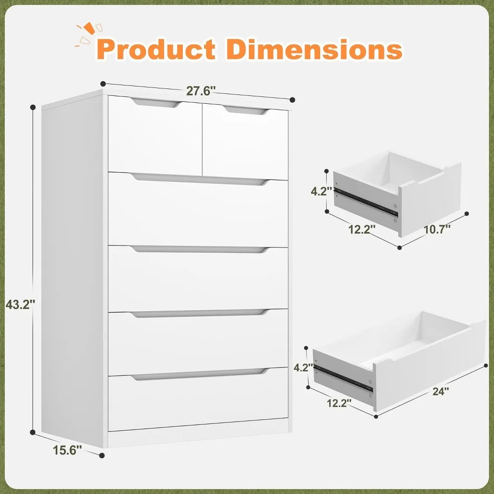 寝室、玄関、廊下用の6つの木製引き出し付きの白いドレッサー、 - Drawer Dresser White のレビューと価格