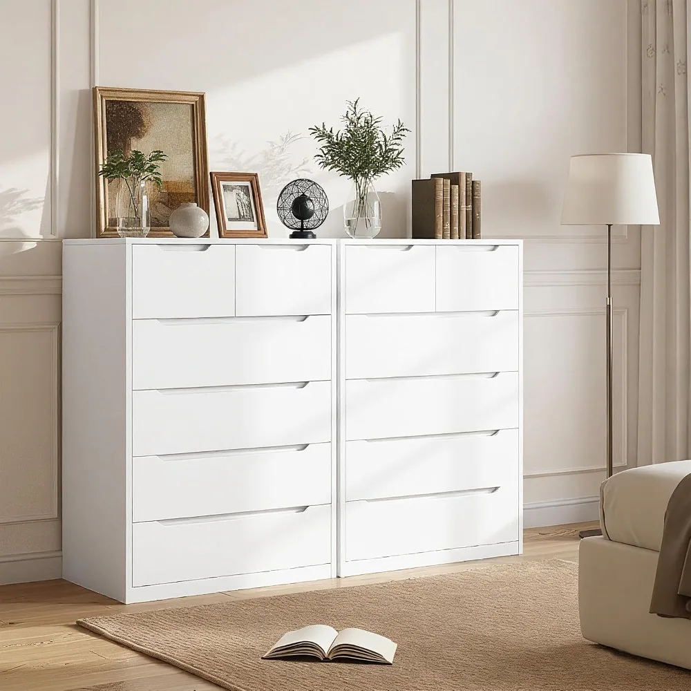 寝室、玄関、廊下用の6つの木製引き出し付きの白いドレッサー、 - Drawer Dresser White のレビューと価格